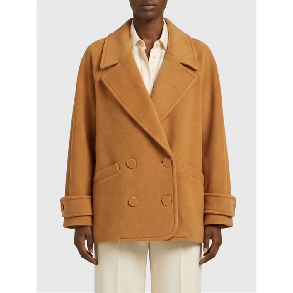Chloe Women Chloe Double-Breasted Merino Wool Peacoat With Cuff Straps